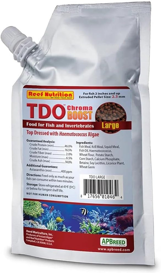 TDO Chroma Boost 3 Oz Reef Nutrition Large Pellet Aquarium Fish Food (Large Pellet 2.3mm for Fish 2" and up)
