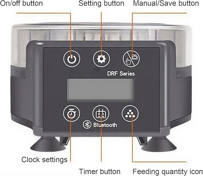 Fish Tank Feeder - 13cm, Automatic 6 Level Portion Control, Feeding Device for Aquariums, Programmable Nourishing Timer with Adjustable Settings, Aquarium Accessory, for Desktop, Office, Home