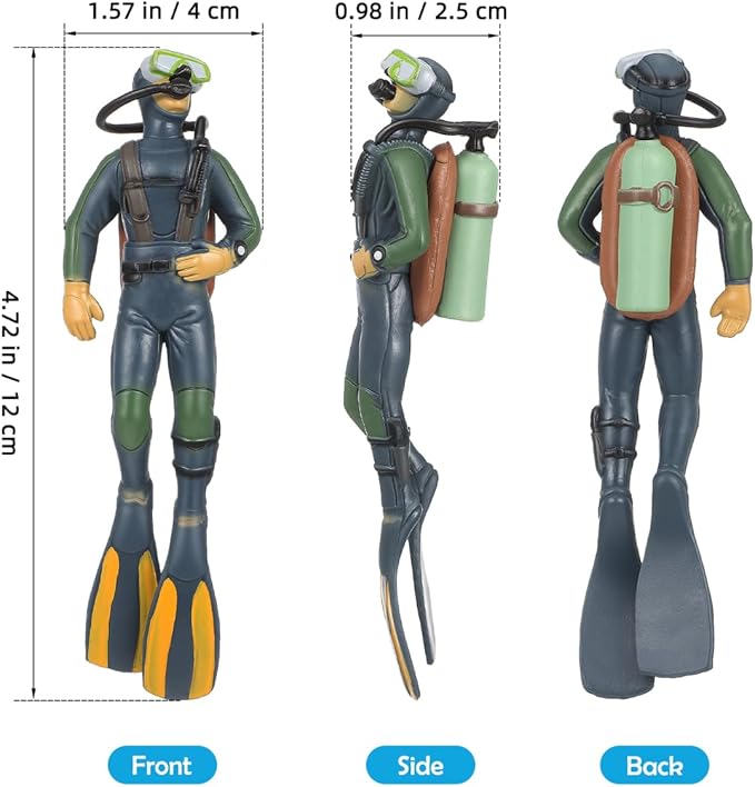 BESPORTBLE 2Pcs Diver Figurines Aquarium Decorations Small Set Realistic Mini Scuba Ornament for Fish Tank Landscape Ornaments PVC Underwater Explorer Dolls