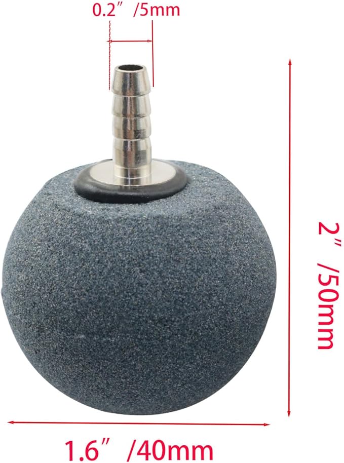2PCS Aquarium Air Stone Spherical Metal Connector 4x5CM Hydroponic System Bubble Stone Oxygenator for Turtle Tanks Small Eco Tanks or Aquarium Landscaping