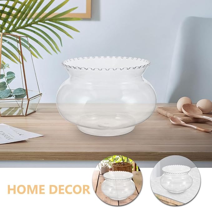 Cabilock Small Plastic Fish Bowl 7.28 Inch Clear Round Aquarium Tank for Goldfish Betta Fish Turtle Home Desktop Decor 2200Ml