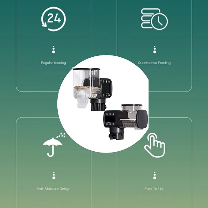 Automatic Fishtank Feeder Digital Timer Control Quiet Feeding Device for Feeding Easy Maintenances Large Capacity Fish Feeder
