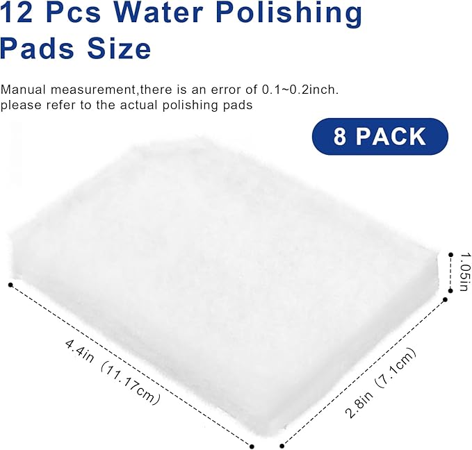 8 Pack Water Polishing Pads Fit for 306/307 406/407 Canister Filter Media Aquarium Filter Pad, A244A1 Mechanical Filter Media for Aquariums Compatible with Fluval Quick-Clear