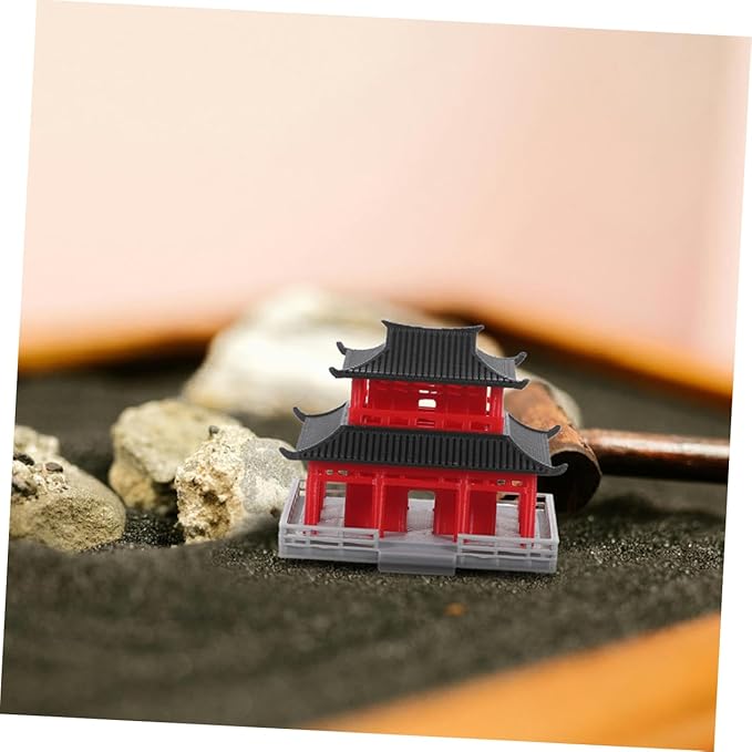 POPETPOP Miniature Chinese Pavilion Model for Aquarium and Landscape Decoration Unique Ancient Architecture Design Delicate Craftsmanship for Bonsai and Sand Table Layouts