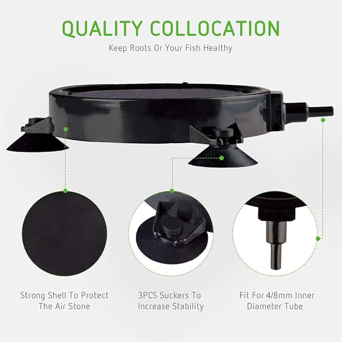 SLOCME 4 Inch Aquarium Air Stone - Air Bubble Stone with Suction Cup Dissolving Oxygen Diffusers Air Pump Accessories for Aquarium Fish Tank