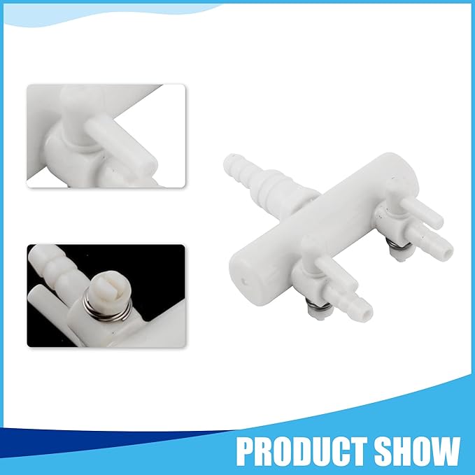 Plastic Air Splitter, 2-Way Air Flow Pump Tubing Splitter Control Valve, Air Divider for Aquarium Tank, 2X 2.5 inch (White)