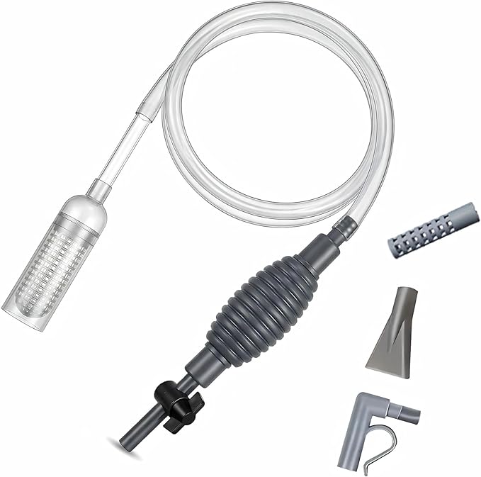 Aquarium Gravel Cleaner with Flow Control Valve – Medium Fish Tank Siphon Vacuum Pump for Gravel & Sand, Water Change, 5.7FT Hose, Fits 10–50 Gallon Tanks