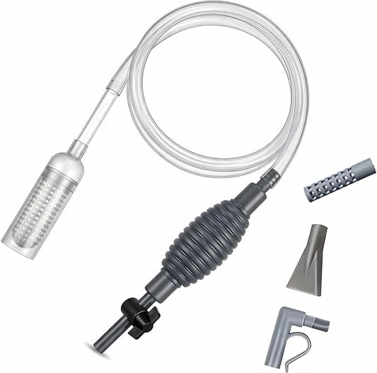 Aquarium Gravel Cleaner with Flow Control Valve – Medium Fish Tank Siphon Vacuum Pump for Gravel & Sand, Water Change, 5.7FT Hose, Fits 10–50 Gallon Tanks