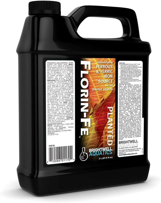 Brightwell Aquatics Florin-Fe Iron Supplement for Planted Aquariums – Dual-Action Iron Source for Plant Growth, Chlorophyll & Vibrant Foliage – Daily Dosing, 2L