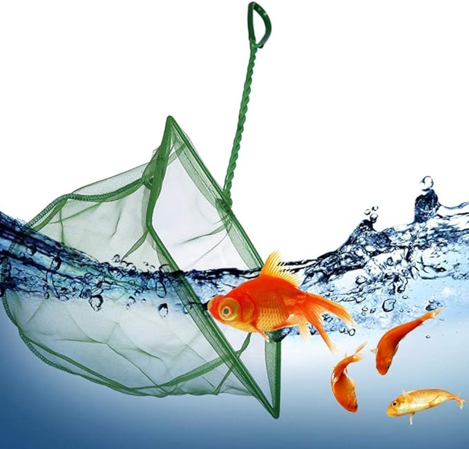 Laojbaba Aquarium Fishing Net Fish Tank Cleaning Tools Fine Mesh Net with Plastic Handle Green 8 Inch