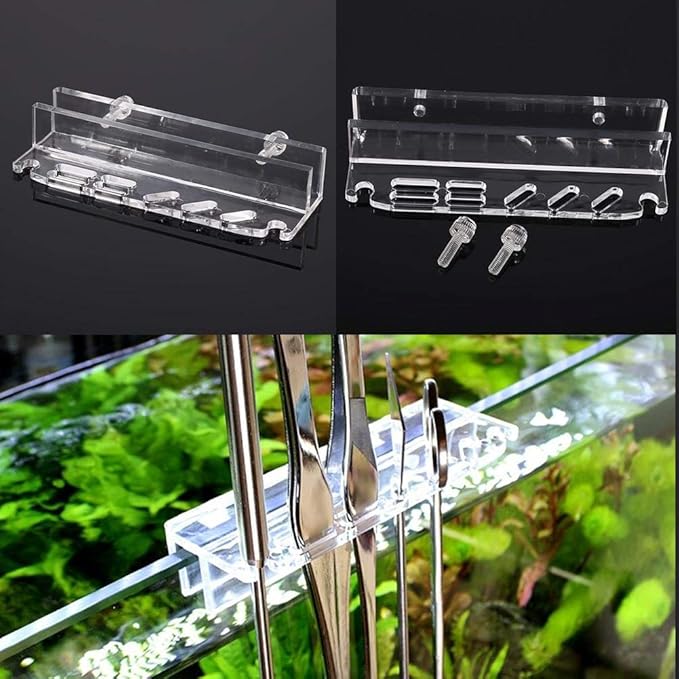Fdit Acrylic Aquarium Fish Water Plant Scissor Scraper Spatula Maintenance Holder Storage Rack for Home Accessories