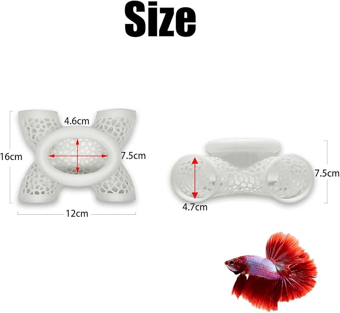 Aquarium Floating Betta Fish Log, Hide Tunnel and Hammock Toy, Small Fish Or Shrimp Hide Resting Cave, Floating Feeder, Feeding Ring, Tank Accessories Decoration (Translucent)