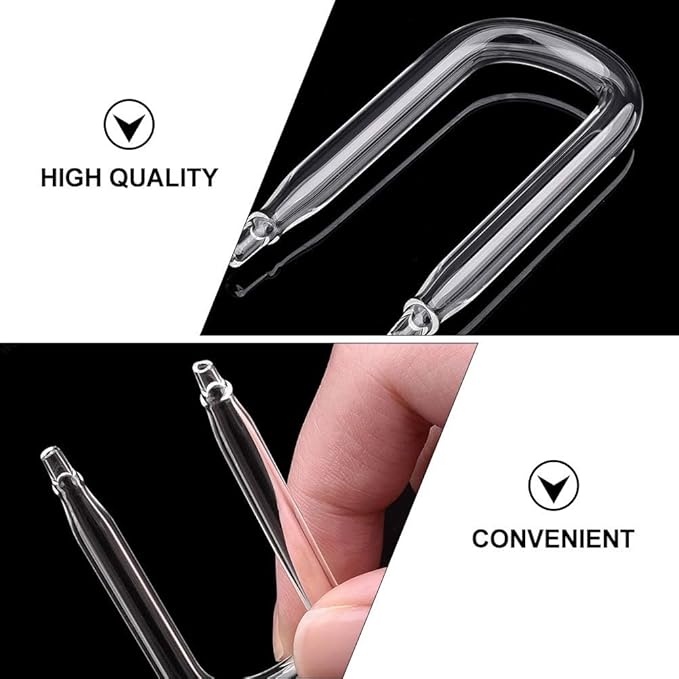 POPETPOP U Shape Aquarium Glass Co2 Diffuser: 4 Pcs Fish Tank Co2 Regulator - Aquarium U Tube Check Valve for Fish Tank Air Pump Accessories - Transparent