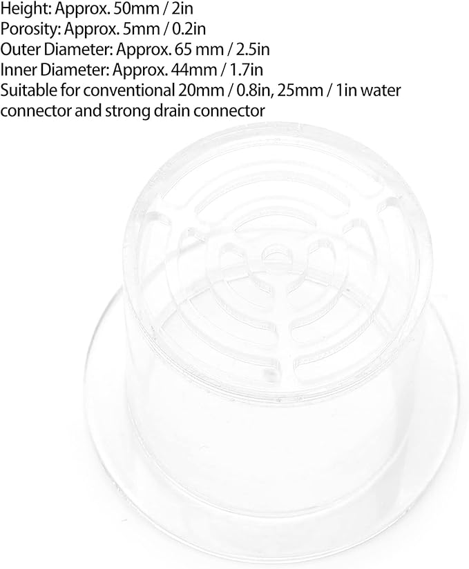 Acrylic Transparent Feeder Cover, Fish Tank Protection Cover, Breeding Protection Cover with Ring Base for Blocking Fish and Sand, Compatible with 20mm 25mm Drain