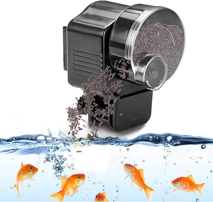 Joyzan Automatic Fish Feeder, Auto Feeding Food Dispenser Aquarium Programmable Electric Self Powered Battery Timer Vacation Holidays Small Turtle Tank Betta Flakes Pellet Strips Pond Weekend Day