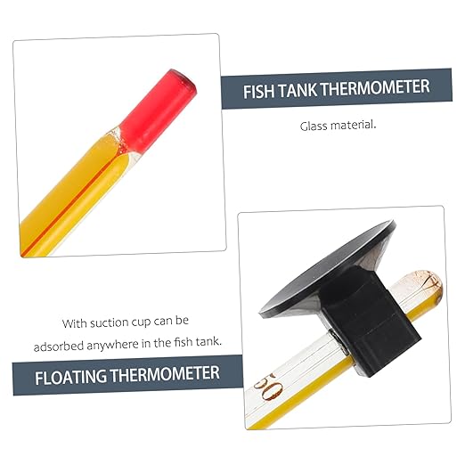 Amosfun 4pcs Fish Tank Thermometer Fish Tank Accessory Aquarium Submersible Glass Thermometer Gauge with Suction Cup Measurement Water Gauge