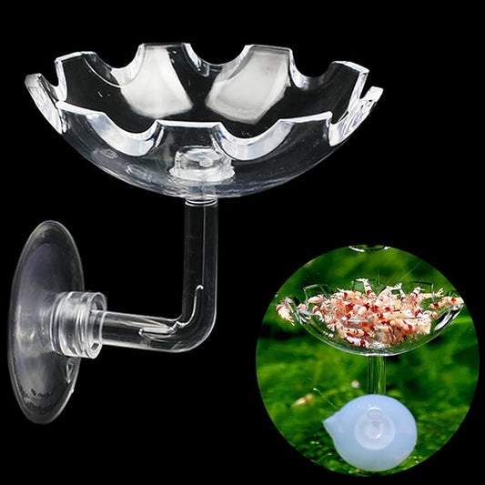 Bilindasly Acrylic Shrimp Feeding Dish Floral Shrimp Bowl Aquarium Transparent Feeder Container with Suction Cup for Aquarium Fish Tank