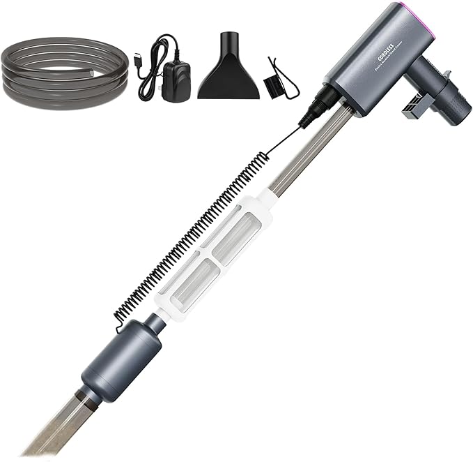 Cordless Aquarium Vacuum Gravel Cleaner: 6-in-1 Electric Fish Tank Cleaner, 36W Rechargeable & 650GPH Strong Suction Automatic Water Changer, Touch Control, Fits 5–150 Gallon Tanks