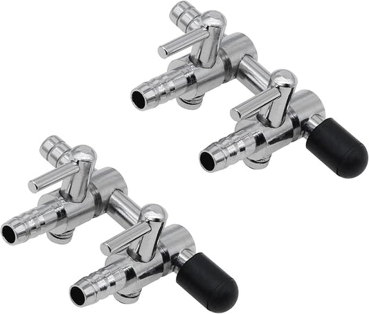 2 Pcs Stainless Steel Air Splitter Flow Control Valve 2-Way Fish Tank Air Flow Control Lever Valve Distributor Splitter Aquarium Control Valve Accessories