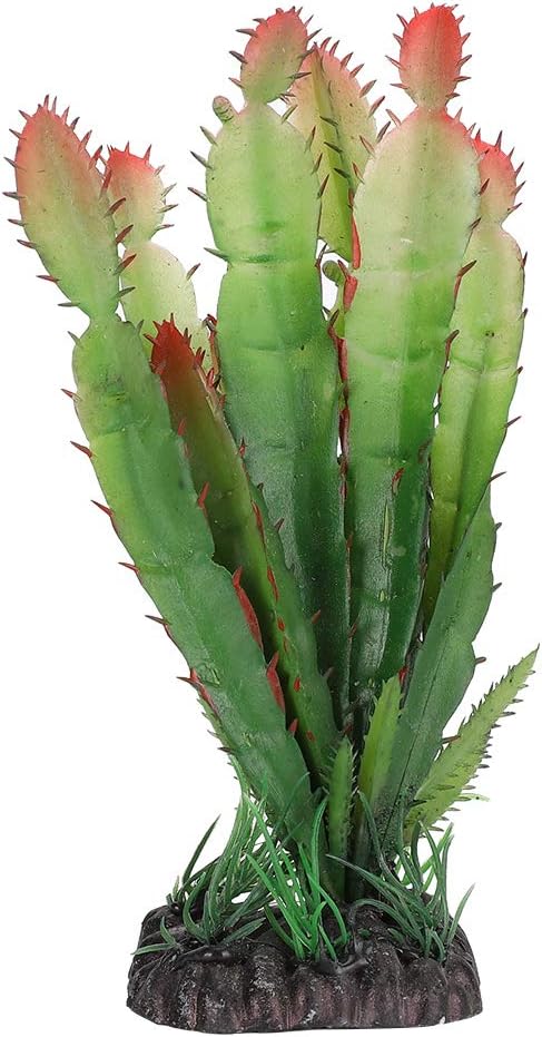 GLOGLOW Reptile Terrarium Plants 5x5.5x15cm Plastic Artificial Plants for Vivarium Landscaping Decor, 83g Lightweight, for Tortoises Lizards Geckos Bearded Dragons Desert Habitats