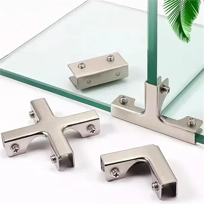 Aquarium lid Clips T Cross L-Shaped Glass Fixing Clip Glass Combination, Fixing Bracket Reinforced Clip Ceramic Tile Fish Tank Accessories(DB13-90 Type 8-12mm)