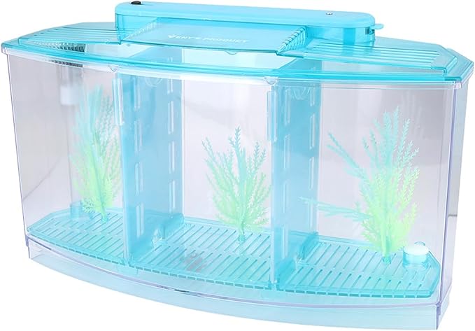 Fish, Adjustable Light Isolation Acrylic Small Aquarium, with LED Light for Small Fishes for Betta with Water Change Valve(Blue)