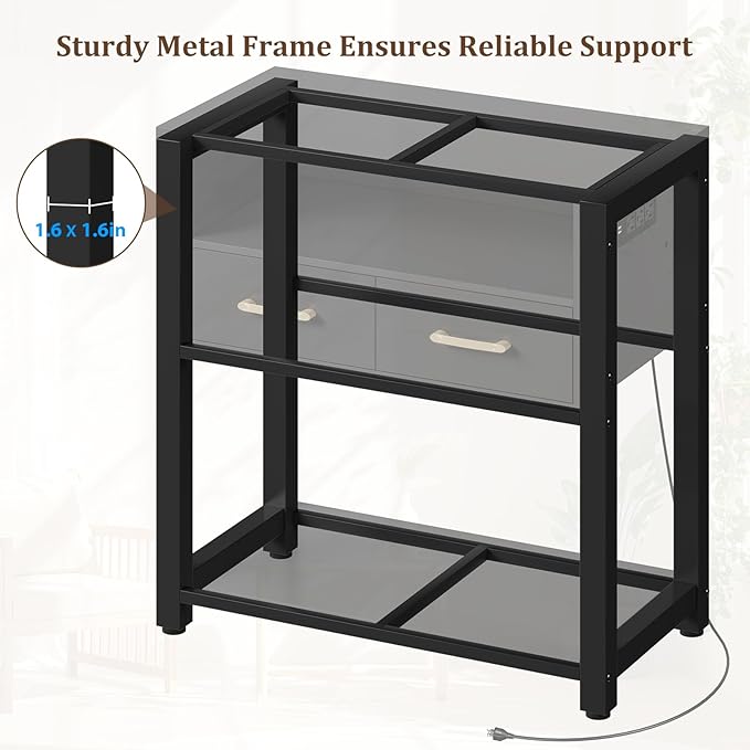 EOSVALO 20-29 Gallon Aquarium Stand with Stable Metal Frame & Power Outlet, Heavy-Duty Fish Tank Stand with Waterproof Mat, 550LBS Capacity Storage Cabinet, Black