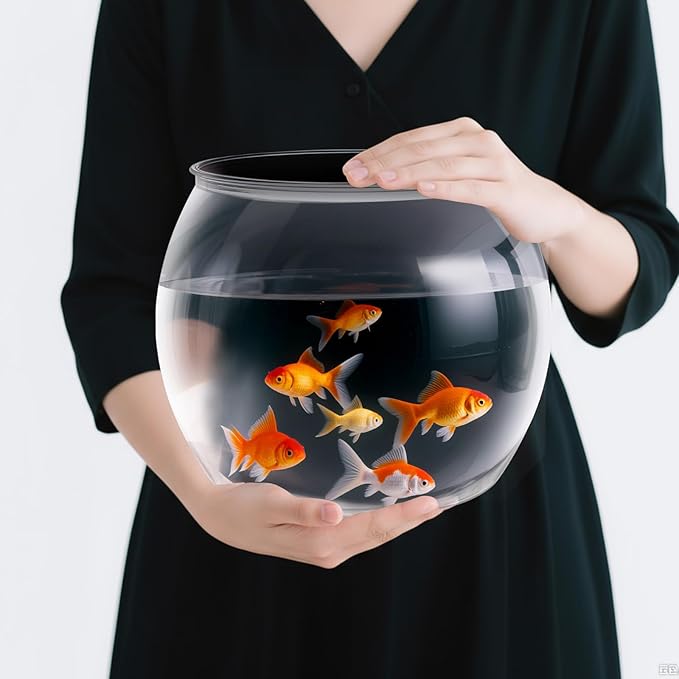 Geelin 1.5 Gallon Plastic Fish Tank Large Bowl Shatterproof with Crystal Clear Clarity for Terrarium, Flower Vase Centerpiece Gift for Fish Lovers (Round)
