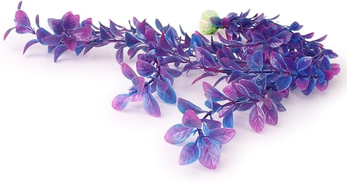 Artificial Aquarium Plants Decoration Plastic Water Ornament for Fish Tank Decor, 16Inch, Purple, 3PCS