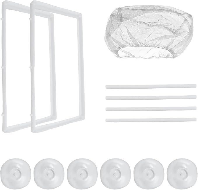 MY MIRONEY 2PCS 10.24" x 5.91" x 5.91" Fish Tank Breeder White Nylon Fish Incubator Mesh Box Aquarium Fish Fry Hatchery Breeder with Suction Cups