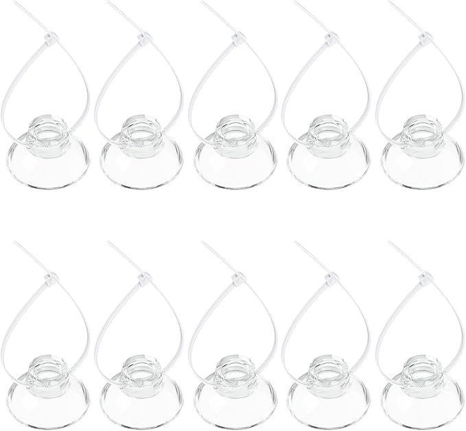 Pawfly 10 Pack Suction Cups with 20 Pieces Adjustable Zip Ties for Aquarium Fish Tank Binding Moss Shrimp Dodging Nest
