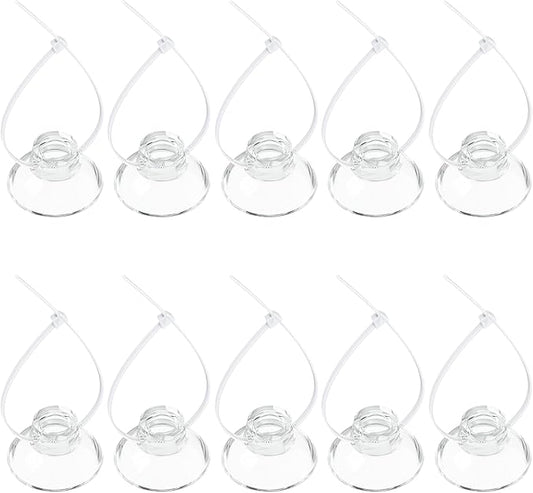 Pawfly 10 Pack Suction Cups with 20 Pieces Adjustable Zip Ties for Aquarium Fish Tank Binding Moss Shrimp Dodging Nest