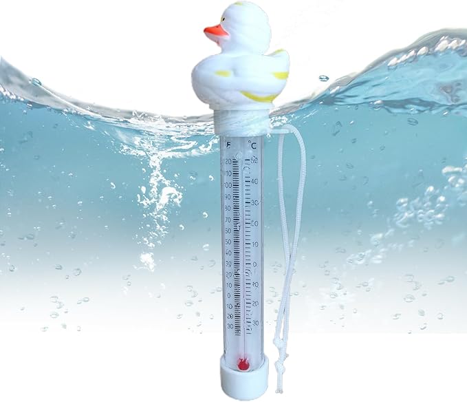 Pool Floating Thermometer, Bath Thermometer, Easy-Read Water Temperature Gauge with String, Duck Shape Floating Swimming Pool Thermometer, Temperature Gauge for Hot Tubs & Aquariums