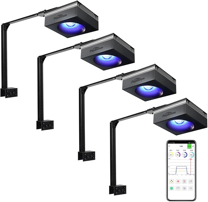 PopBloom RL90 Led Aquarium Light for Coral Reef, Smart-APP Control Reef Led Light Aquarium Marine Lighting Fish Tank Light for 180-240CM Saltwater SPS/LPS Mixed Reef Fish Aquarium