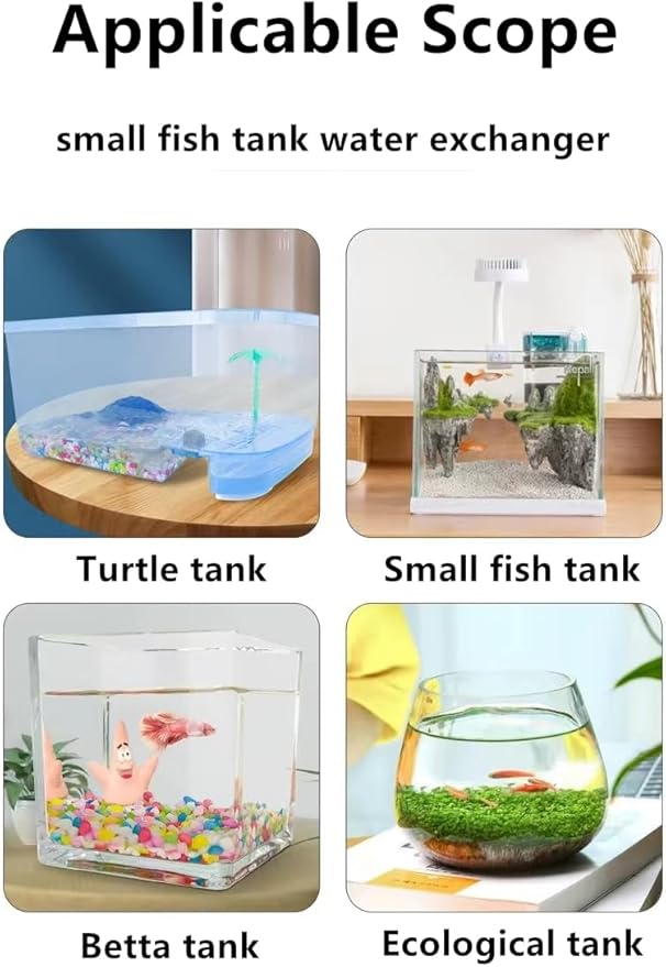 Fish Tank Cleaner and Aquarium Water Changer Siphon with a Thinner Water Tubing，Gravel Vacuum for Aquarium Kit，Perfect for Cleaning Small Fish Tank (Extrusion Type)