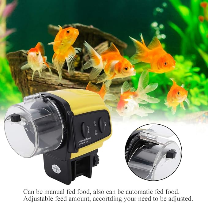 Portable Digital Automatic Electric Plastic Timer Feeder, Fish Aquarium Feeder, Feed Amount with Two Installation Ways, ABS Material for and