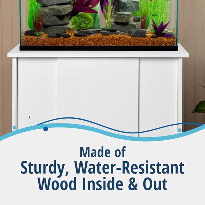 Tetra 20-29 Gallon Fish Tank Stand, Easy to Assemble in Less Than 1 Minute, No Tools Required, Water-Resistant Wood Stand for Freshwater and Saltwater Aquariums, Sturdy Stand Designed for Durability