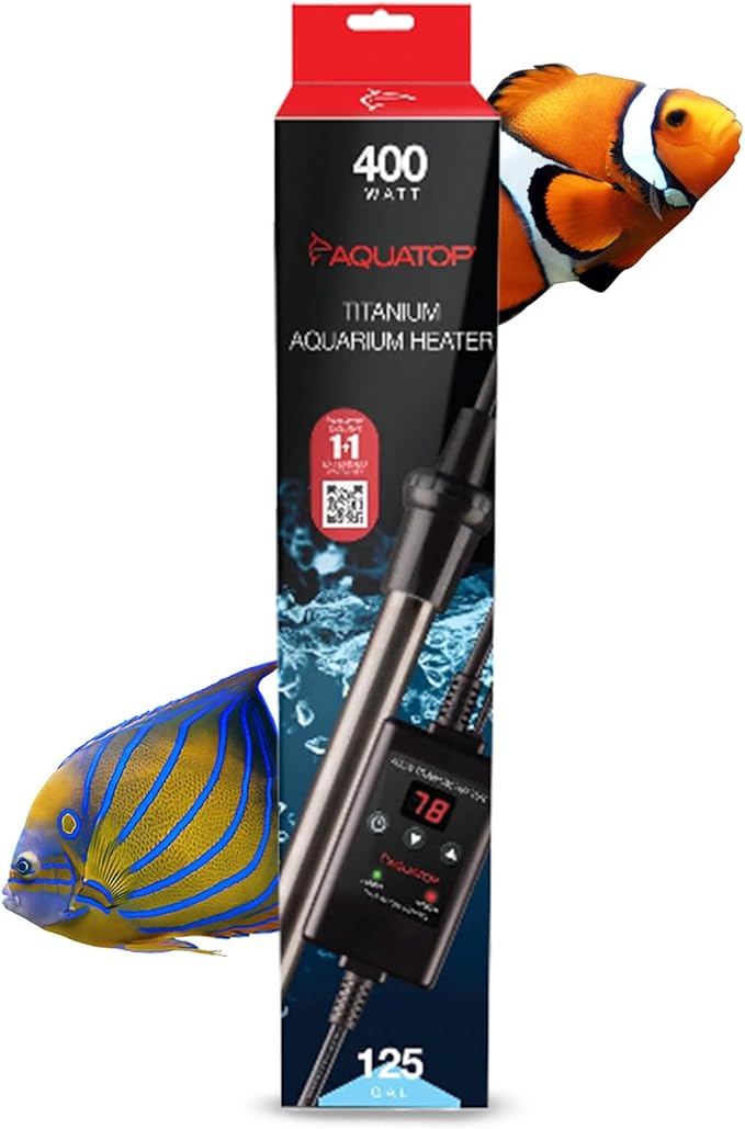 Aquatop 400W Titanium Heater with Controller – Fully Submersible - Up to 125 Gal – 68-92°F Adjustable Temperature – for Fresh and Saltwater – TH-C400