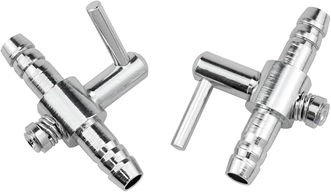 One-Way Air Flow Tubes Stainless Steel Pump Lever Control Valves for Aquarium Fish Tank (Silver) -4PCS