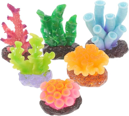 Amosfun 6pcs Artificial Coral Reef Decor Lifelike Underwater Plants for Fish Tank Safe Aquarium Supplies Coral Ornaments Easy Care Aquarium Decoration