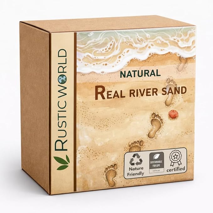 Natural Real River Sand – Fine Clean Natural Sand for Pooja, Aquariums, Terrariums, Crafts & Decoration – Pure Light Beige Sands Craft (805-1Kg River Sands)
