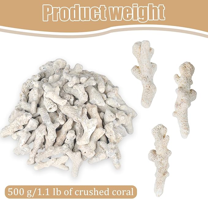 Fish Tank Filter Crushed Coral for Freshwater Aquarium, Material Pond Filter Media to stabilize Raise ph in Freshwater Fish Tank Filter Medi Reusable Crushed corrals (500g/1.1lb)