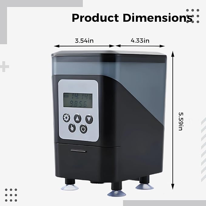 Automatic Fish Feeder with LCD Display, X1 Pro, 15.22 Oz / 450 Ml, Adjustable Dispenser, 3 Outlets, Fish Or Turtle Compatible
