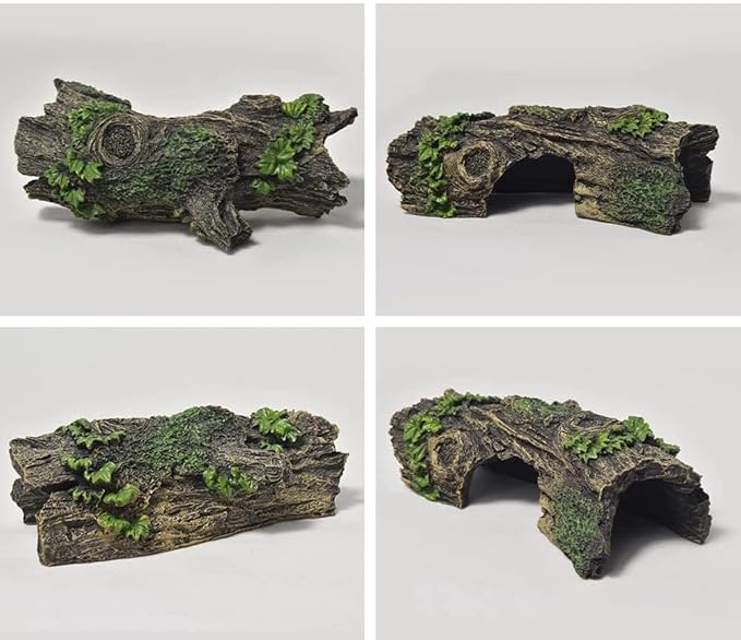 YZHZOM Resin Aquarium Wood Small Reptile Hide Aquarium cave Betta Log Aquarium Ornament pleco cave Snake Hideout (Tree bark)