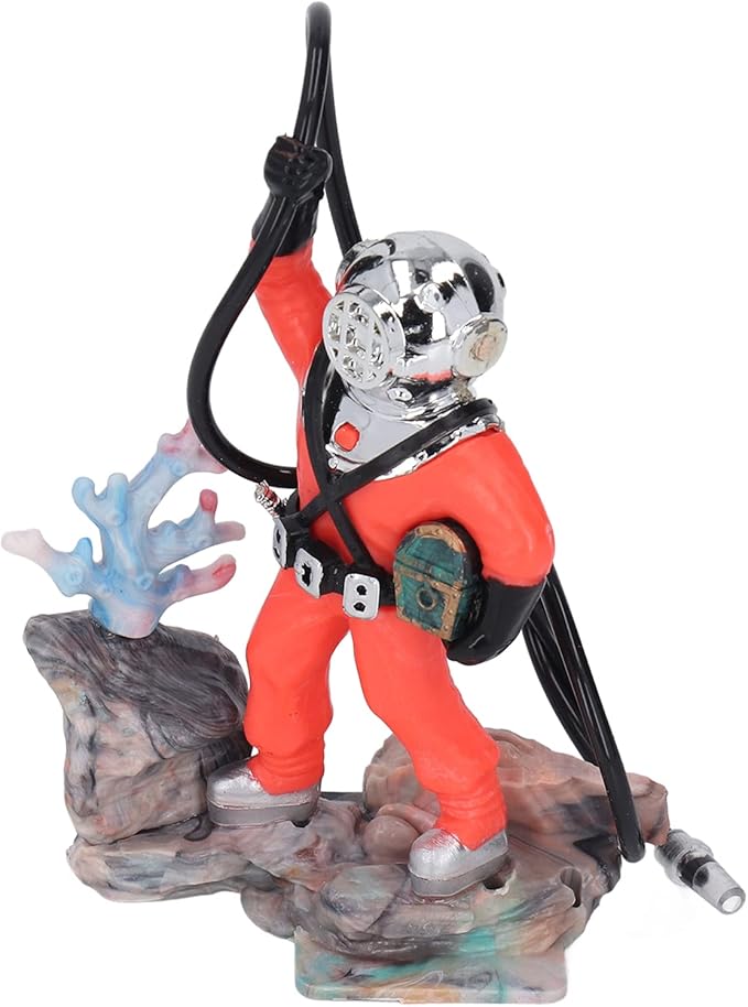 Zerodis Diver Aquarium Decoration, Diver Fish Ornament Aquarium Decorations Kit Floating Device Aquarium Accessories Ornament Play Toy for Fish (Red)