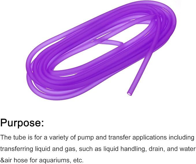 uxcell Aquarium Airline Tubing Hose 5/32" ID 15/64" OD 1Pcs 13.12 Ft Silicone Flexible Airline Tubing for Fish Tank, Terrariums, and Hydroponics, Purple