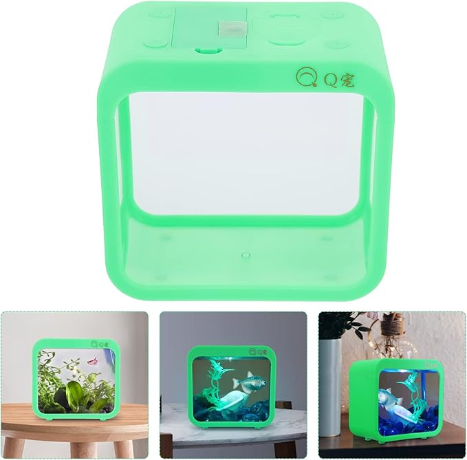 POPETPOP Betta Fish Tank with Detachable Design and Led Light Creative Small Aquarium for Fish Shrimp and Turtles for Home Decor and Breeding