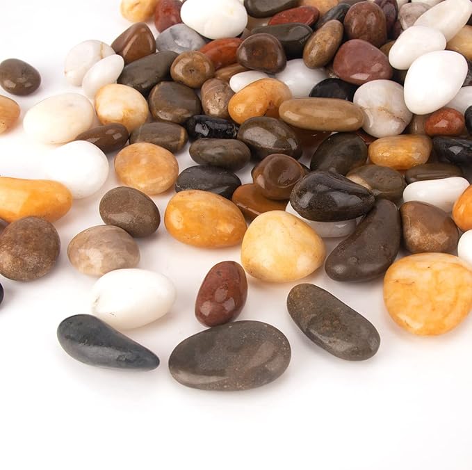 CFKJ [18 Pounds] Aquarium Gravel River Rock, Natural Polished Decorative Gravel,Garden Outdoor Ornamental River Pebbles Rocks, Polished Pebbles, Mixed Color Stones for Landscaping Vase Fillers (18.1)