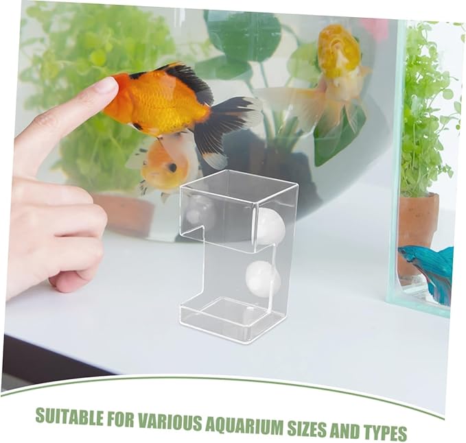 POPETPOP Fish Tank Feeding Tube with Suction Cup, Sinking Aquarium Feeder Tool for Betta and Shrimp Tanks, Large Square Automatic Fish Feeding Accessory for Home and Office