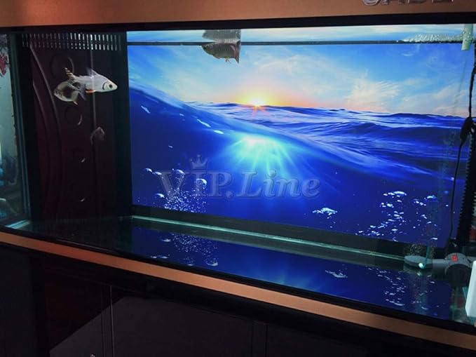 Ocean Water Aquarium Background Poster Fish Tank Landscape Decorations Sticker Customization (72" x 30"/ 183 x 76cm)